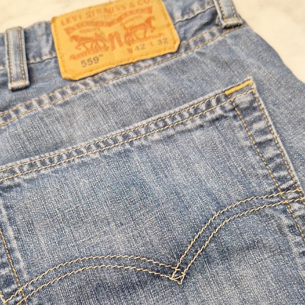 Levi's Men's 559 Sz 42x32 Blue Jeans Denim‎ Relaxed Straight Jeans Loose